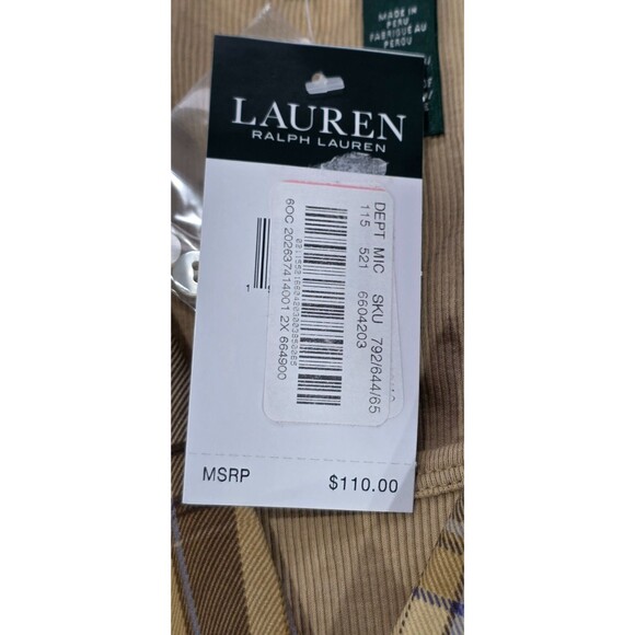 Ralph Lauren Womens Wrap Top Brown Plaid 2 Piece Set Beige Tank Plus Size 2X - Picture 4 of 13